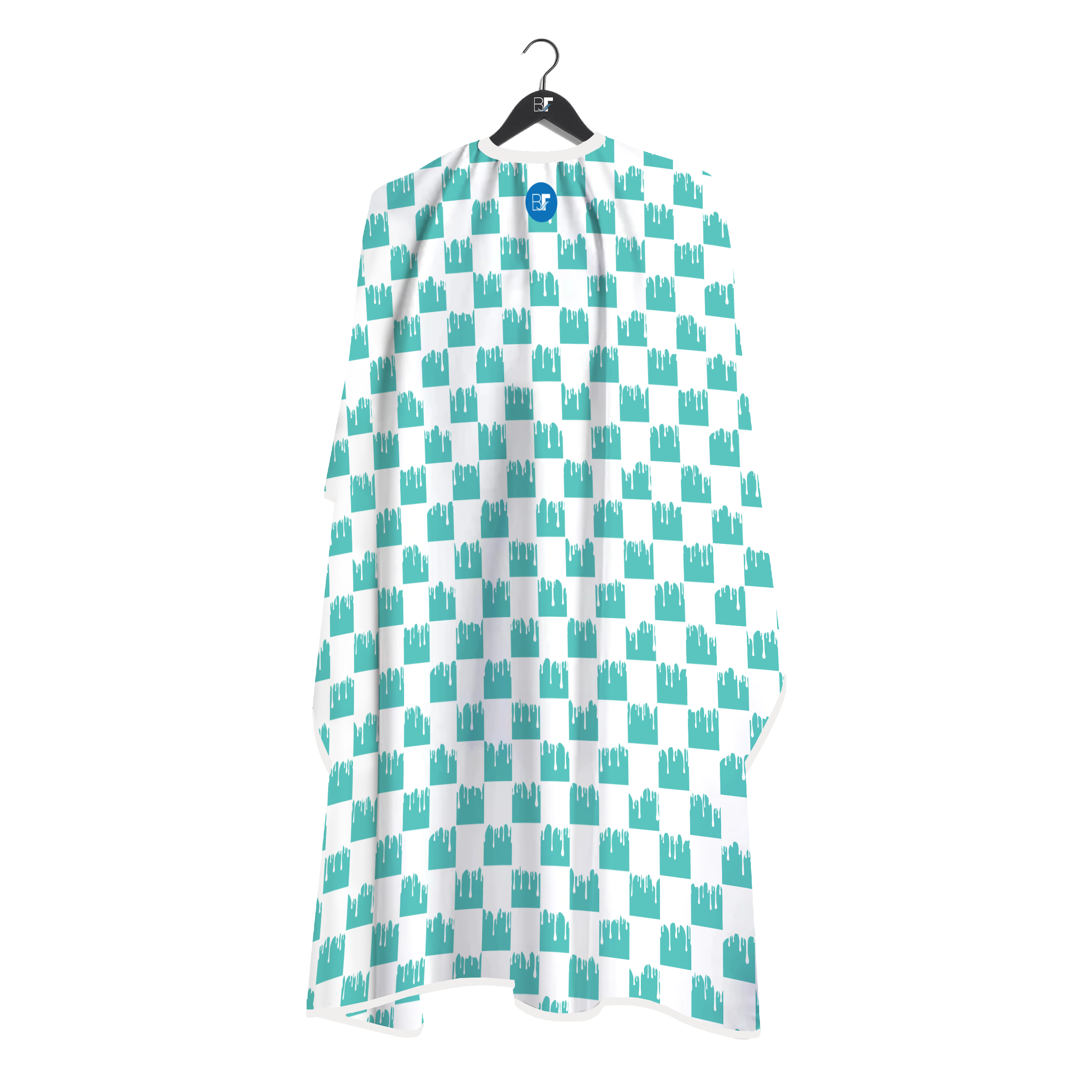 Barber Flow Dripped Checker Cape - Turquoise